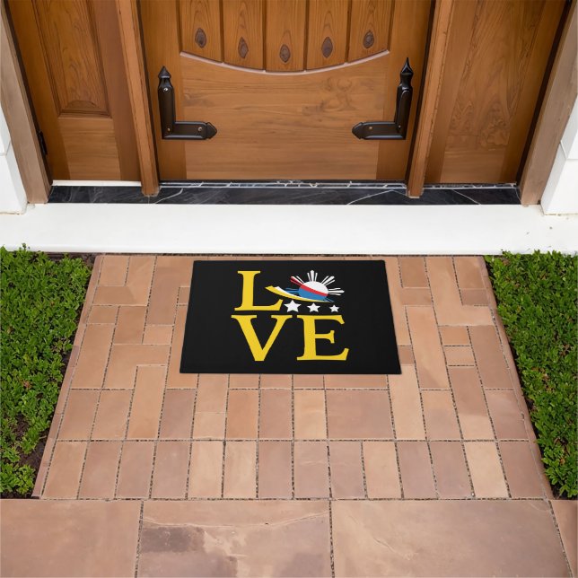 Love - Filipino Flag Typography Art Doormat (Outdoor)