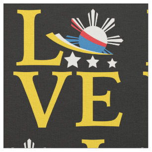 Love - Filipino Flag Typography Art Fabric