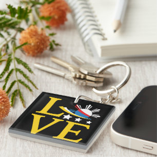 Love - Filipino Flag Typography Art Key Ring