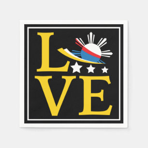 Love - Filipino Flag Typography Art Napkin