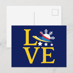 Love - Filipino Flag Typography Art Postcard