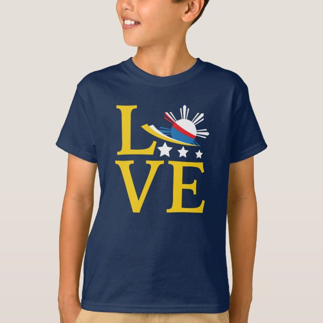 Love - Filipino Flag Typography Art T-Shirt (Front)
