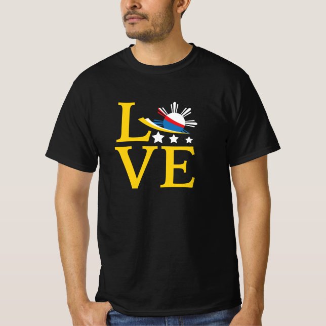 Love - Filipino Flag Typography Art T-Shirt (Front)
