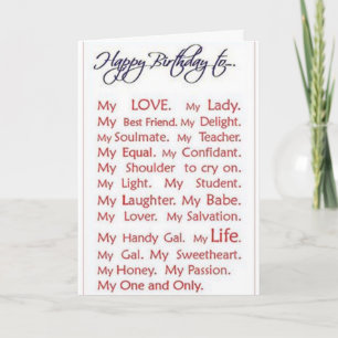 "LOVE FILLED" BIRTHDAY CARD FOR "MY LOVE"