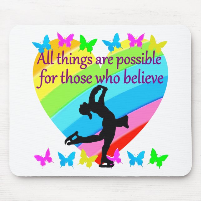 LOVE FILLED INSPIRATIONAL FIGURE SKATING DESIGN MOUSE PAD (Front)