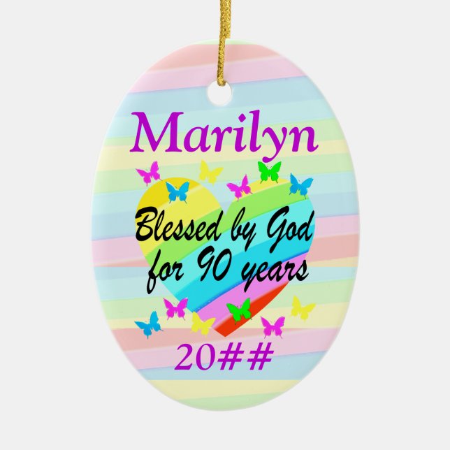 LOVE FILLED PERSONALIZED AND DATED 90TH ORNAMENT (Front)