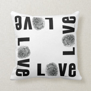 Love Fingerprint Black and White Cushion