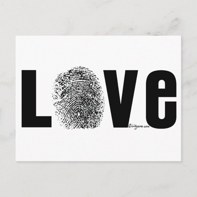 Love Fingerprint Black and White Postcard (Front)