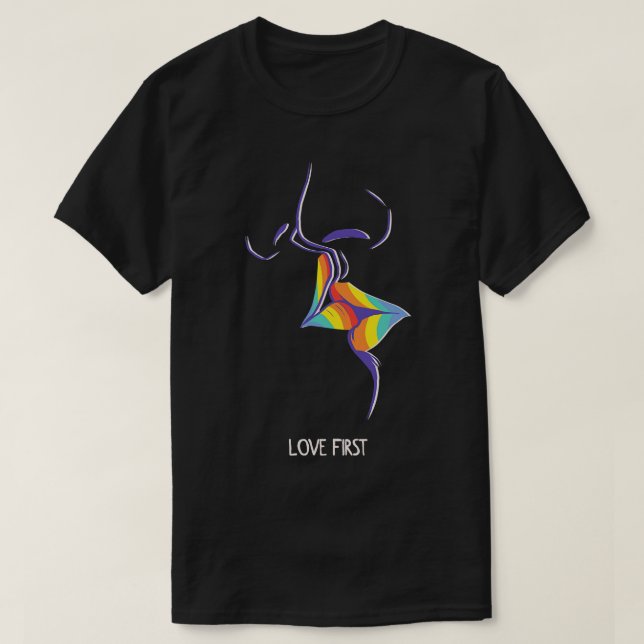 Love First rainbow kisses lips T-Shirt (Design Front)