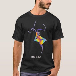 Love First rainbow kisses lips T-Shirt