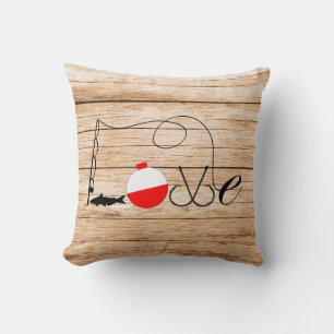 Love Fishing Vintage Wood Cushion