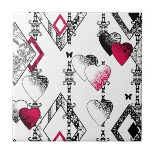 Love, fishnet, patchwork ceramic tile