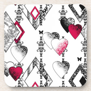 Love, fishnet, patchwork coaster
