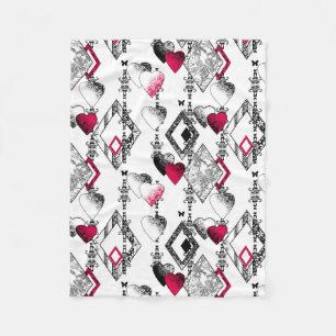 Love, fishnet, patchwork fleece blanket