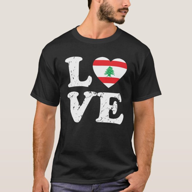 Love Flag of Lebanon Costume Lebanese  Mom Dad T-Shirt (Front)