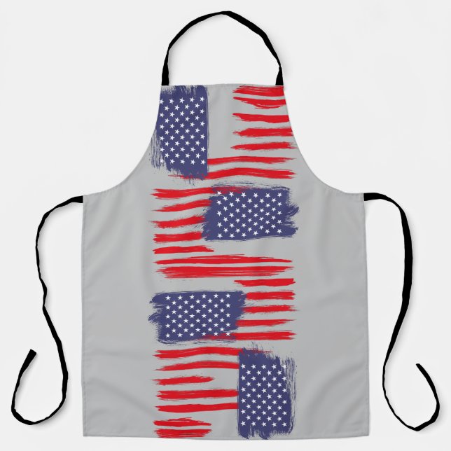 LOVE FLAG USA/USA TEXT BRUSH STROKE BY MASANSER P APRON (Front)