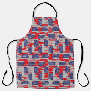 LOVE FLAG USA/USA TEXT BRUSH STROKE BY MASANSER P APRON
