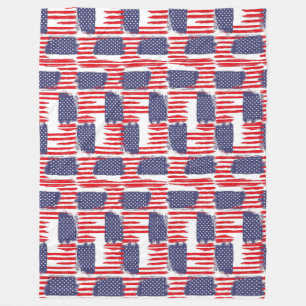 LOVE FLAG USA/USA TEXT BRUSH STROKE BY MASANSER P FLEECE BLANKET