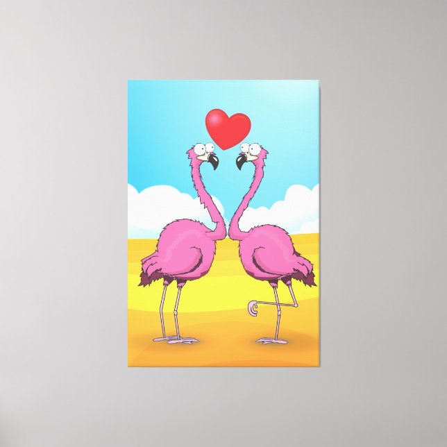 Love Flamingos Canvas Print (Front)