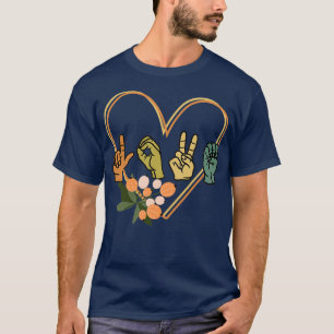 Love Floral Heart American Sign Language ASL Inter T-Shirt
