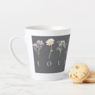 LOVE Floral  – Romantic Botanical Print Latte Mug
