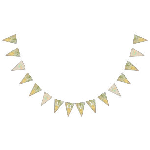 LOVE Floral Rustic Wood Wedding Flag Banner