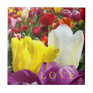 LOVE Floral Tulip Flowers art Tile Valentine's Day