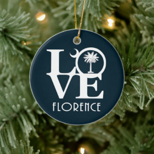 LOVE Florence, South Carolina Ceramic Ornament