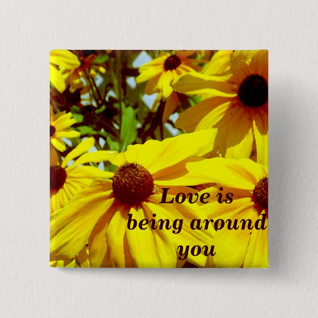 Love Flower_ 15 Cm Square Badge (Front)