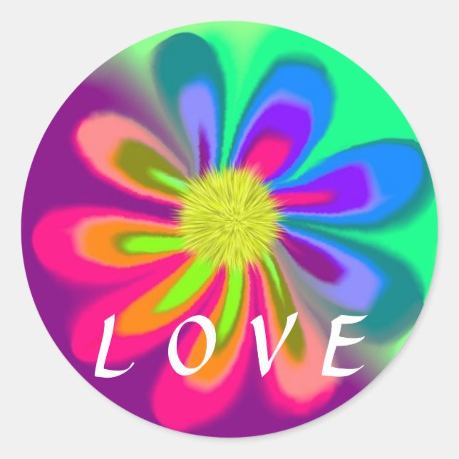 Love Flower Classic Round Sticker (Front)