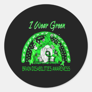 Love Flower Gnome Brain Disabilities Awareness Classic Round Sticker