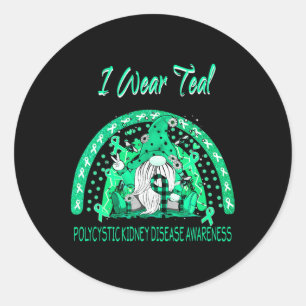 Love Flower Gnome Polycystic Kidney Disease Awaren Classic Round Sticker