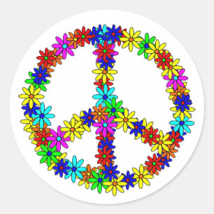 Love Flower Peace Sign Classic Round Sticker