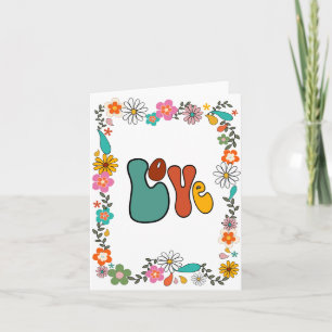 LOVE Flower Power Groovy 70's inspired greeting Card