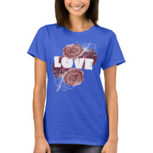 Love flower women deep royal colour T-shirt