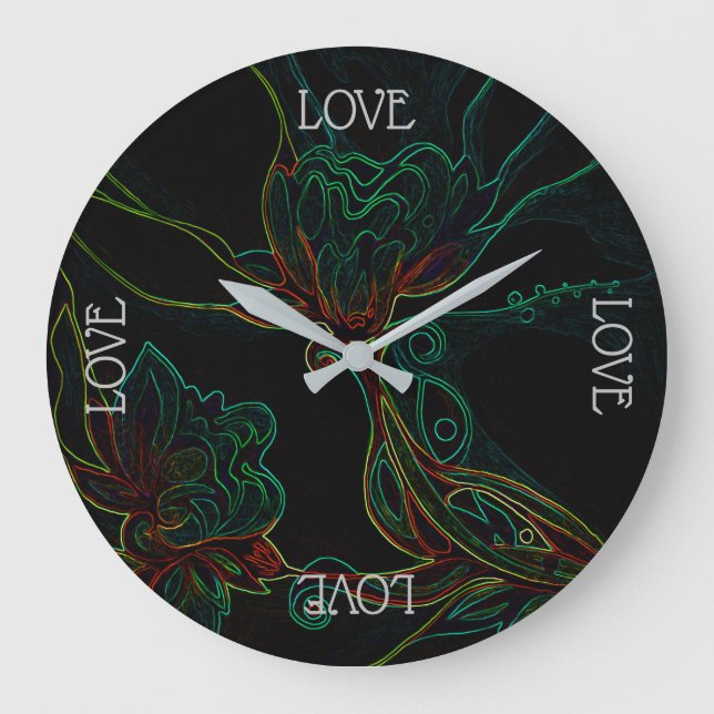 Love flowers large clock (Front)