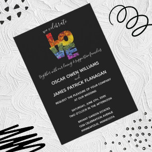 LOVE Flowers Same-Sex Wedding Collection Ebony Inv Invitation