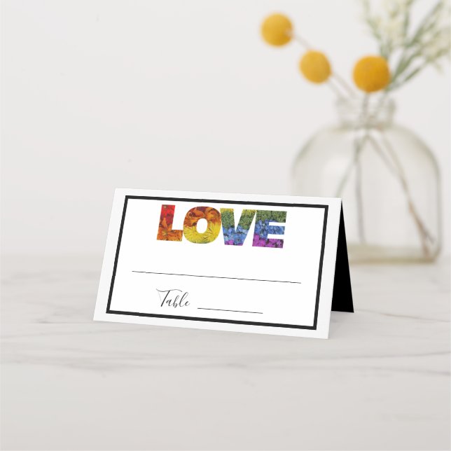 LOVE Flowers Same-Sex Wedding Collection Place Card (Front)