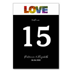 LOVE Flowers Same-Sex Wedding Table Number