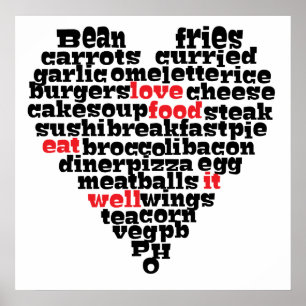 Love food, Love heart Poster