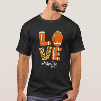 Love Football American Mum Life Player Leopard T-Shirt