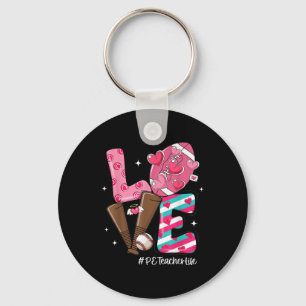 Love Football Baseball Hearts Pe Teacher Life Vale Key Ring