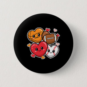 Love Football Basketball Valentine’s Day Boys And 6 Cm Round Badge