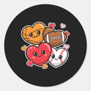 Love Footll Sketll Valentine’s Day Boys And Men Classic Round Sticker