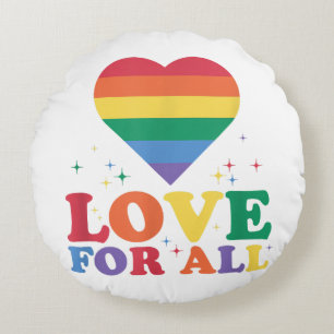 Love For All LGBTQ Rainbow Pride Gay Lesbian LGBT  Round Cushion