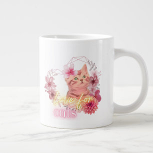 Love for Cats Mug – Cute Floral Kitten Coffee Cup 
