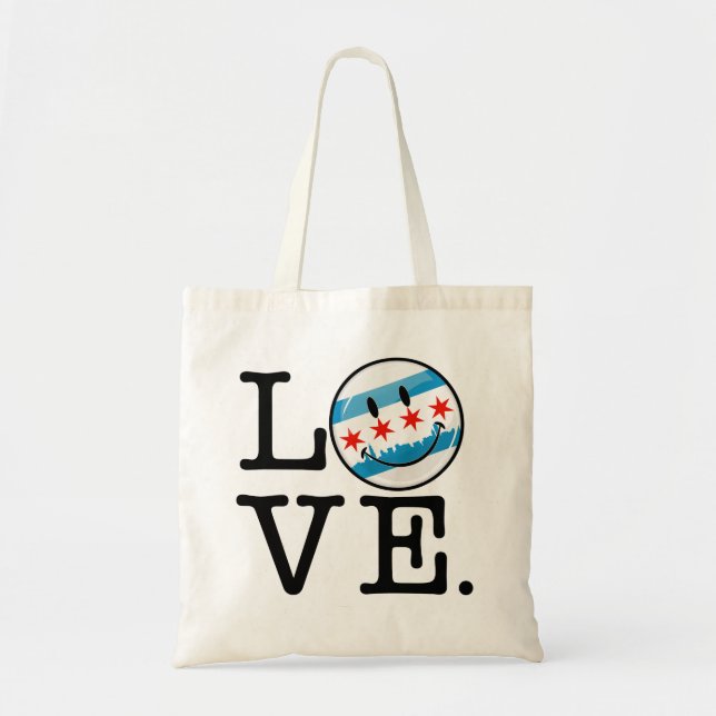 Love for Chicago Smiling Flag Tote Bag (Front)