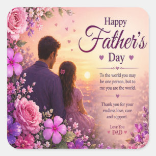 LOVE FOR DAD FROM DAUGHTERS SQUARE STICKER