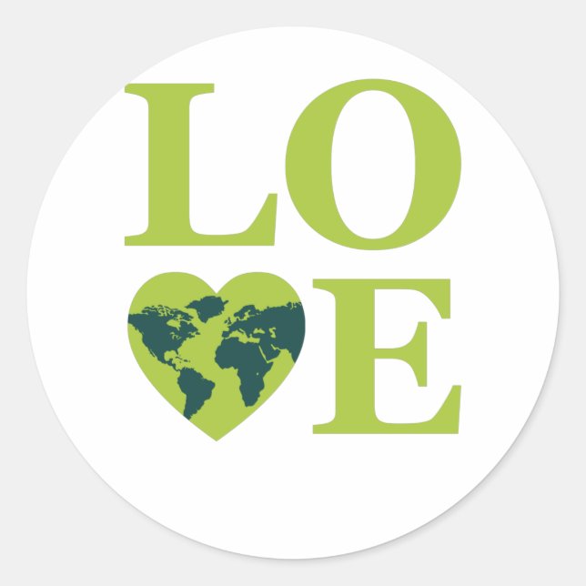 LOVE for Earth Day Classic Round Sticker (Front)