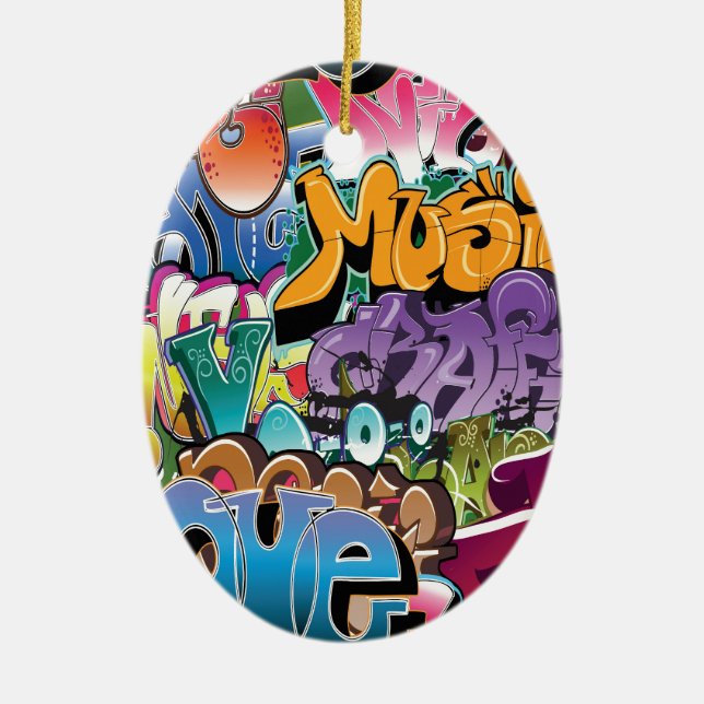 Love for Graffiti Ceramic Tree Decoration (Front)